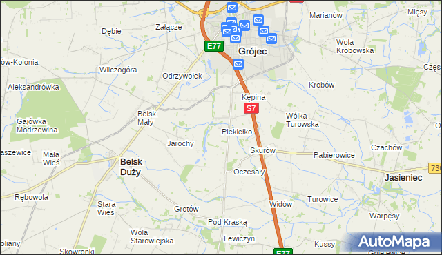 mapa Piekiełko gmina Grójec, Piekiełko gmina Grójec na mapie Targeo