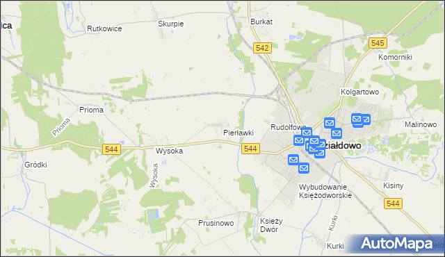 mapa Pierławki gmina Działdowo, Pierławki gmina Działdowo na mapie Targeo