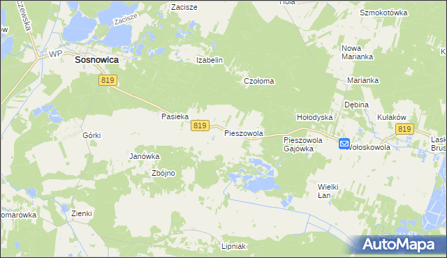 mapa Pieszowola, Pieszowola na mapie Targeo