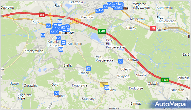 mapa Piła Kościelecka, Piła Kościelecka na mapie Targeo