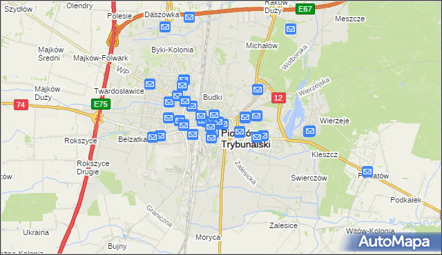 mapa Piotrków Trybunalski, Piotrków Trybunalski na mapie Targeo