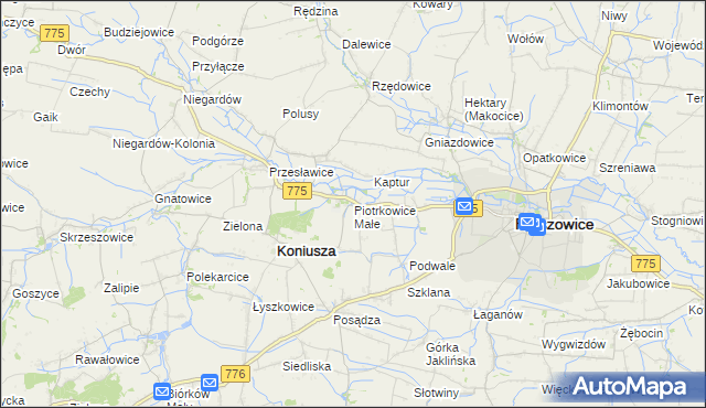 mapa Piotrkowice Małe, Piotrkowice Małe na mapie Targeo