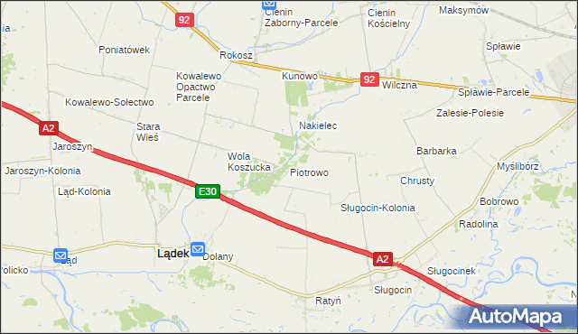 mapa Piotrowo gmina Lądek, Piotrowo gmina Lądek na mapie Targeo