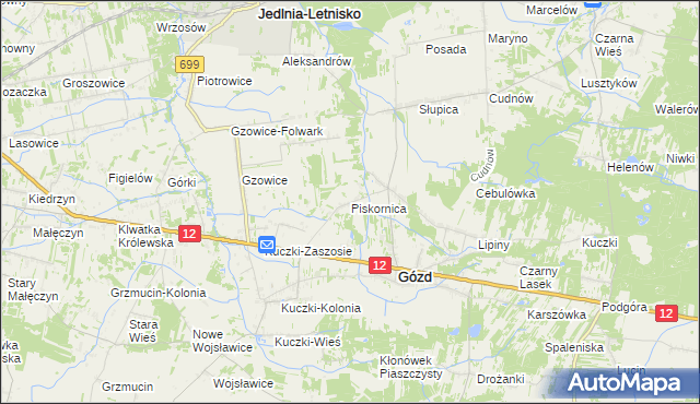 mapa Piskornica, Piskornica na mapie Targeo