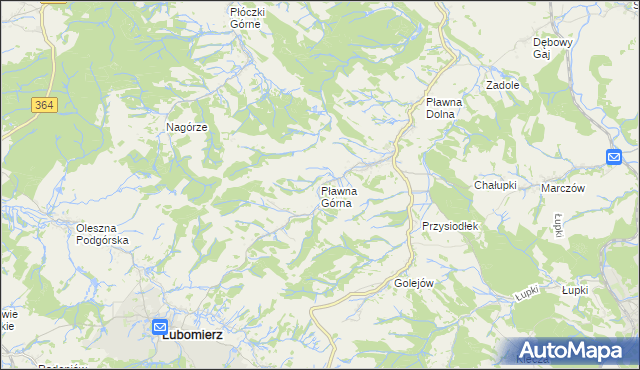 mapa Pławna Górna, Pławna Górna na mapie Targeo