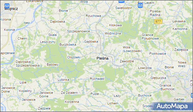 mapa Pleśna powiat tarnowski, Pleśna powiat tarnowski na mapie Targeo