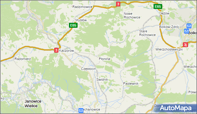 mapa Płonina gmina Bolków, Płonina gmina Bolków na mapie Targeo