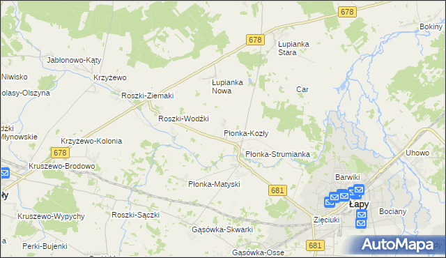 mapa Płonka-Kozły, Płonka-Kozły na mapie Targeo