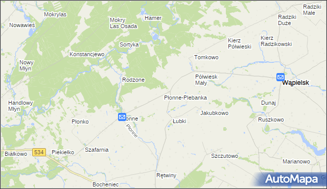 mapa Płonne-Plebanka, Płonne-Plebanka na mapie Targeo