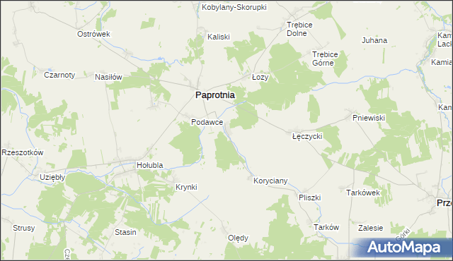 mapa Pluty gmina Paprotnia, Pluty gmina Paprotnia na mapie Targeo
