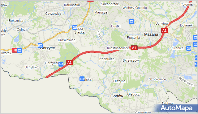 mapa Podbucze gmina Godów, Podbucze gmina Godów na mapie Targeo