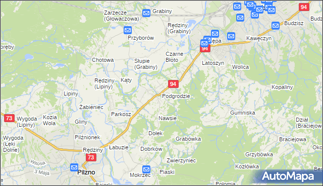 mapa Podgrodzie gmina Dębica, Podgrodzie gmina Dębica na mapie Targeo