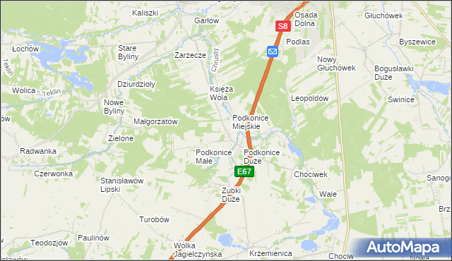 mapa Podkońska Wola, Podkońska Wola na mapie Targeo