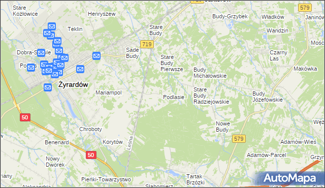 mapa Podlasie gmina Radziejowice, Podlasie gmina Radziejowice na mapie Targeo