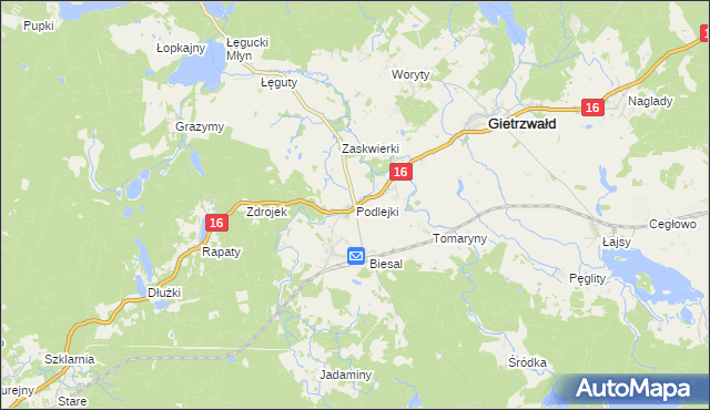 mapa Podlejki, Podlejki na mapie Targeo