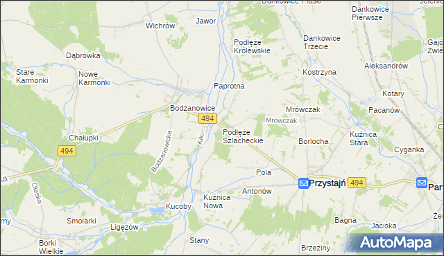 mapa Podłęże Szlacheckie, Podłęże Szlacheckie na mapie Targeo