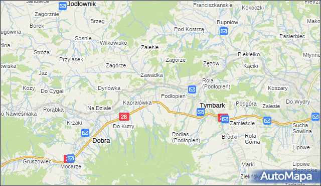 mapa Podłopień, Podłopień na mapie Targeo