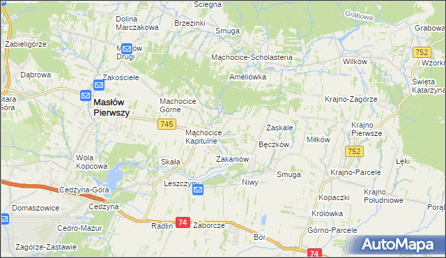 mapa Podmąchocice, Podmąchocice na mapie Targeo