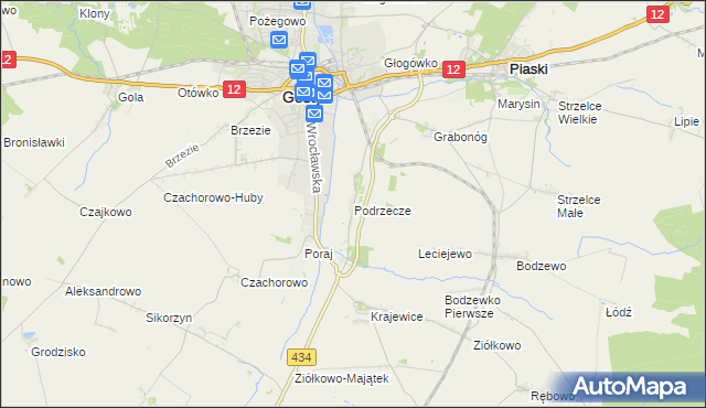 mapa Podrzecze gmina Piaski, Podrzecze gmina Piaski na mapie Targeo