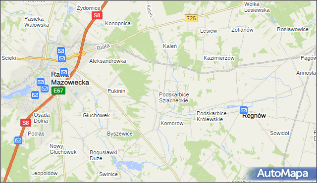 mapa Podskarbice Szlacheckie, Podskarbice Szlacheckie na mapie Targeo