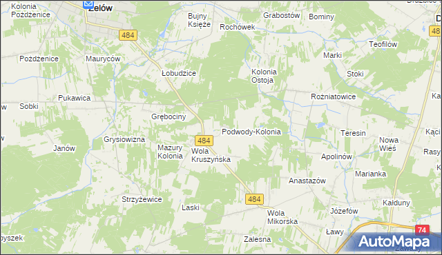 mapa Podwody-Kolonia, Podwody-Kolonia na mapie Targeo