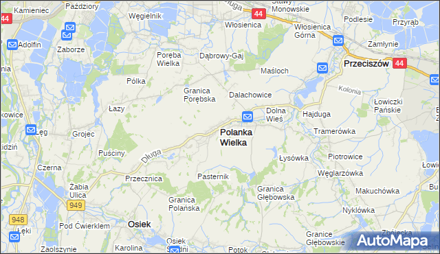 mapa Polanka Wielka, Polanka Wielka na mapie Targeo