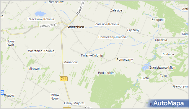 mapa Polany gmina Wierzbica, Polany gmina Wierzbica na mapie Targeo