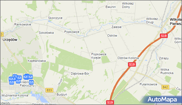 mapa Popkowice Księże, Popkowice Księże na mapie Targeo