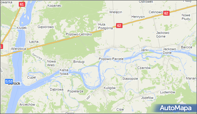 mapa Popowo-Parcele, Popowo-Parcele na mapie Targeo