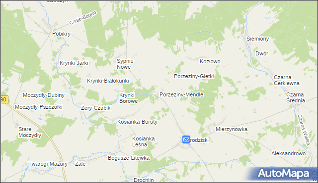 mapa Porzeziny-Mendle, Porzeziny-Mendle na mapie Targeo