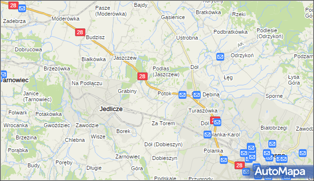 mapa Potok gmina Jedlicze, Potok gmina Jedlicze na mapie Targeo