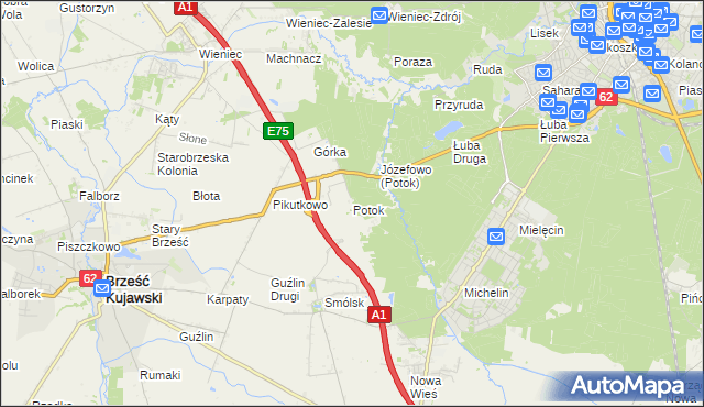 mapa Potok gmina Włocławek, Potok gmina Włocławek na mapie Targeo