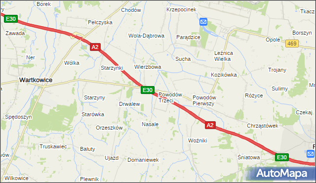 mapa Powodów Trzeci, Powodów Trzeci na mapie Targeo