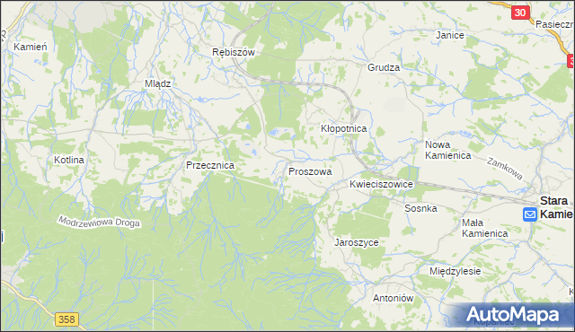 mapa Proszowa, Proszowa na mapie Targeo