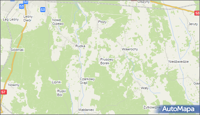 mapa Prusowy Borek, Prusowy Borek na mapie Targeo