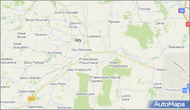 mapa Przewodowo-Parcele, Przewodowo-Parcele na mapie Targeo