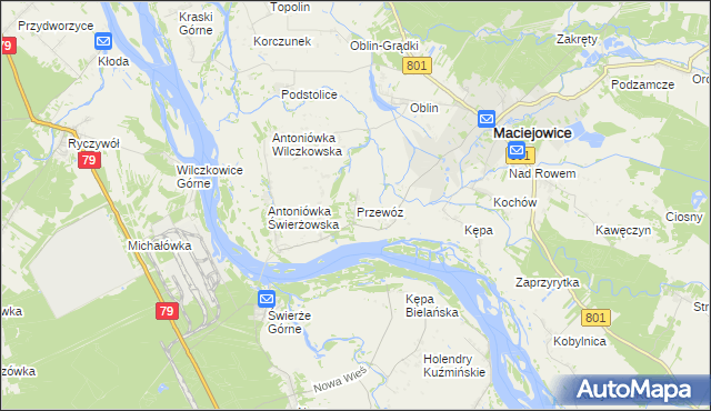 mapa Przewóz gmina Maciejowice, Przewóz gmina Maciejowice na mapie Targeo