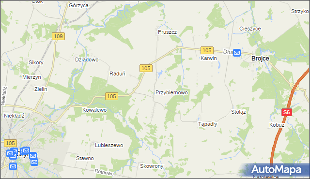 mapa Przybiernowo, Przybiernowo na mapie Targeo