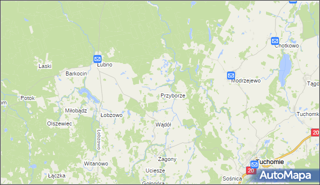 mapa Przyborze gmina Kołczygłowy, Przyborze gmina Kołczygłowy na mapie Targeo