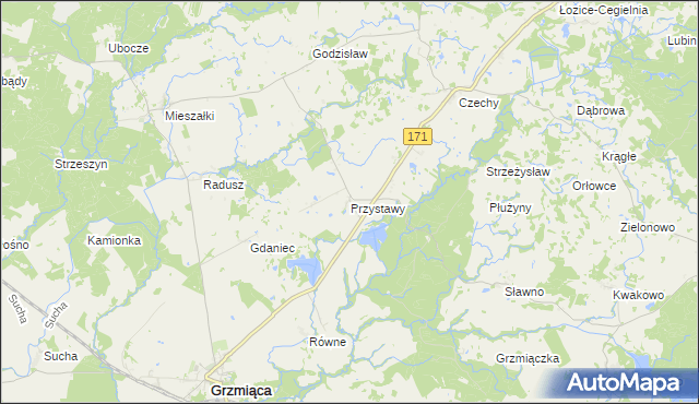 mapa Przystawy gmina Grzmiąca, Przystawy gmina Grzmiąca na mapie Targeo