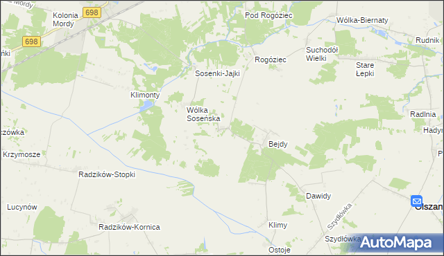 mapa Ptaszki, Ptaszki na mapie Targeo