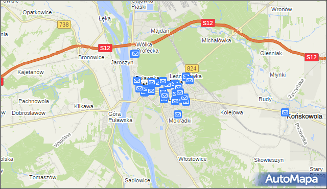 mapa Puław, Puławy na mapie Targeo