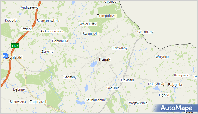 mapa Puńsk, Puńsk na mapie Targeo