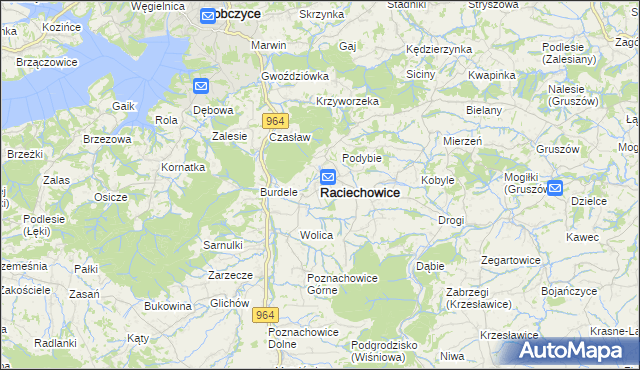 mapa Raciechowice, Raciechowice na mapie Targeo