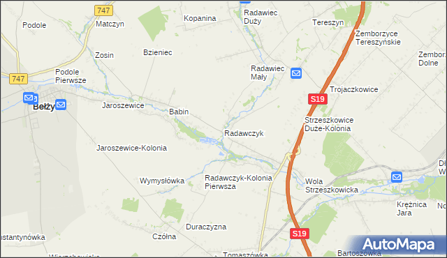 mapa Radawczyk gmina Niedrzwica Duża, Radawczyk gmina Niedrzwica Duża na mapie Targeo