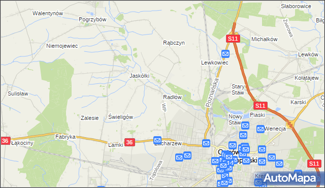 mapa Radłów gmina Raszków, Radłów gmina Raszków na mapie Targeo