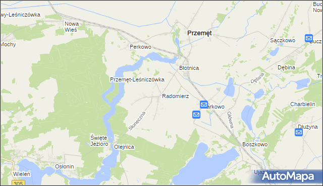 mapa Radomierz gmina Przemęt, Radomierz gmina Przemęt na mapie Targeo