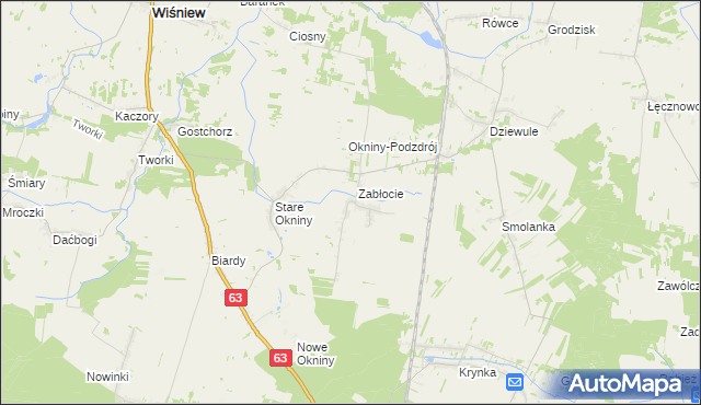 mapa Radomyśl gmina Wiśniew, Radomyśl gmina Wiśniew na mapie Targeo