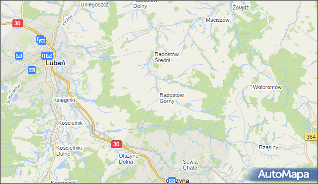 mapa Radostów Górny, Radostów Górny na mapie Targeo