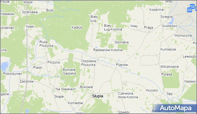 mapa Radwanów gmina Słupia Konecka, Radwanów gmina Słupia Konecka na mapie Targeo